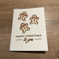Handmade Watercolour Christmas Card with Gingerbread Men Design