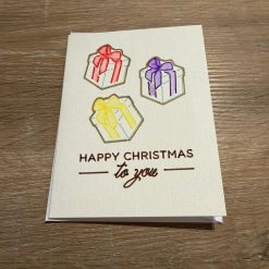 Handmade Watercolour Christmas Card with Colourful Presents Design