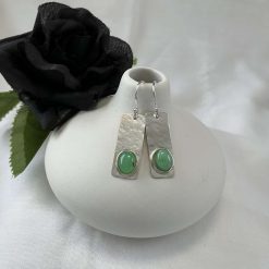 Sterling Silver Handmade Chrysoprase Gemstone Earrings