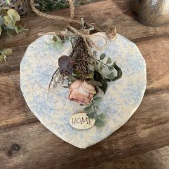 Wooden Heart Plaque with Flowers