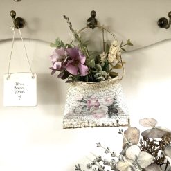 Pocket Wall Vase with Faux Flowers