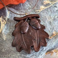 Oak leaves with two acorns