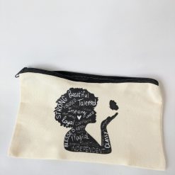 Inspirational woman Pencil Case | Handmade Cotton Zip Pouch | Cosmetic Bag | Fabric Pencil Pouch | Student Gift | 20x12 cm |