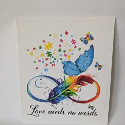 Autism Awareness Art | Colourful Abstract Canvas | 25 x 30 cm | Puzzle Piece Symbol | Inspirational Wall Art | Handmade on Flat Panel