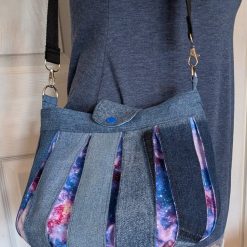 Pleated galaxy denim handbag