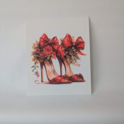 Christmas art shoes | Shoe Wall Art on Flat Canvas Panel | Glam Fashion Décor | 25x30 cm | Perfect for Framing