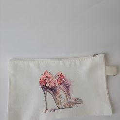 Heels Print Pencil Case | Fabric Zip Pouch | Cotton Canvas Cosmetic Bag | Handmade Stationery Pouch | Student Gift | 20x12 cm