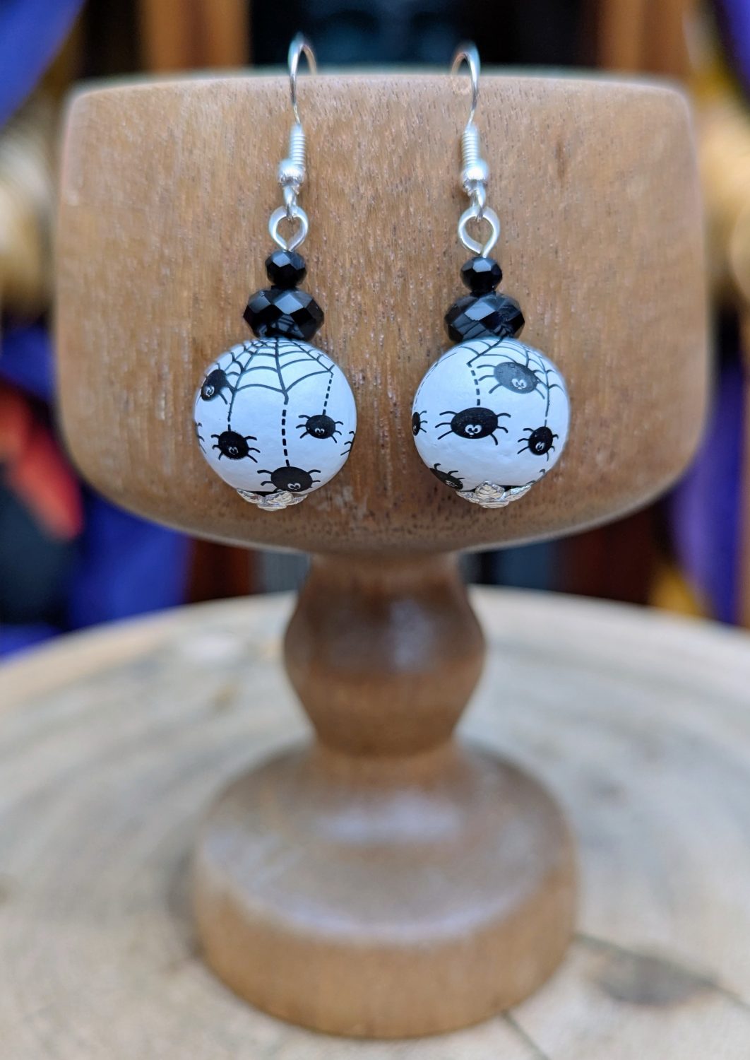 Halloween earrings, spider white Halloween earrings, spider white