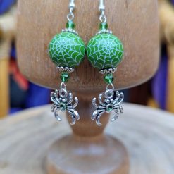 Halloween earrings - green spiderweb