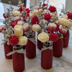Christmas Candle Flowers in Glitter Vase