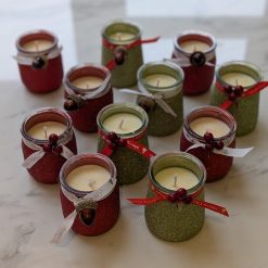 Christmas Candle in Glitter Pot