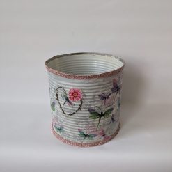 Large Upcycled Metal Tin Can Planter with Dragonfly Design | Rustic Home Décor | Eco-Friendly Wedding Centerpiece | Garden Party Planter Pot 3
