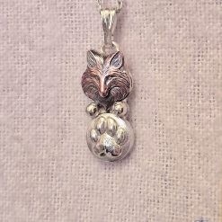 Pendant Only - Fox And Paw Print Copper And Sterling Silver Pendant 2 Pendant Only - Fox And Paw Print Copper And Sterling Silver Pendant 2
