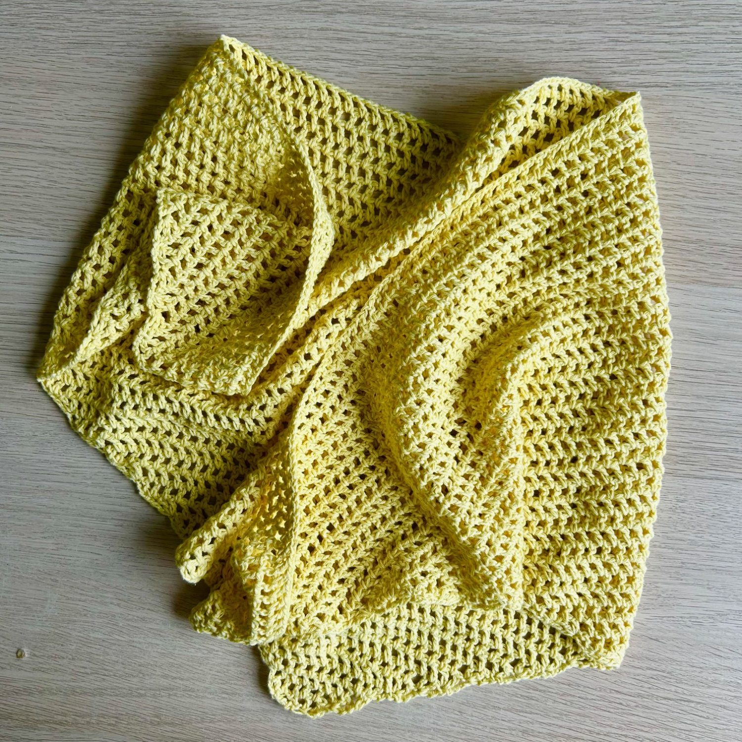 Scarf - Triangular Crochet Lemon Cotton Scarf - Triangular Crochet Lemon Cotton