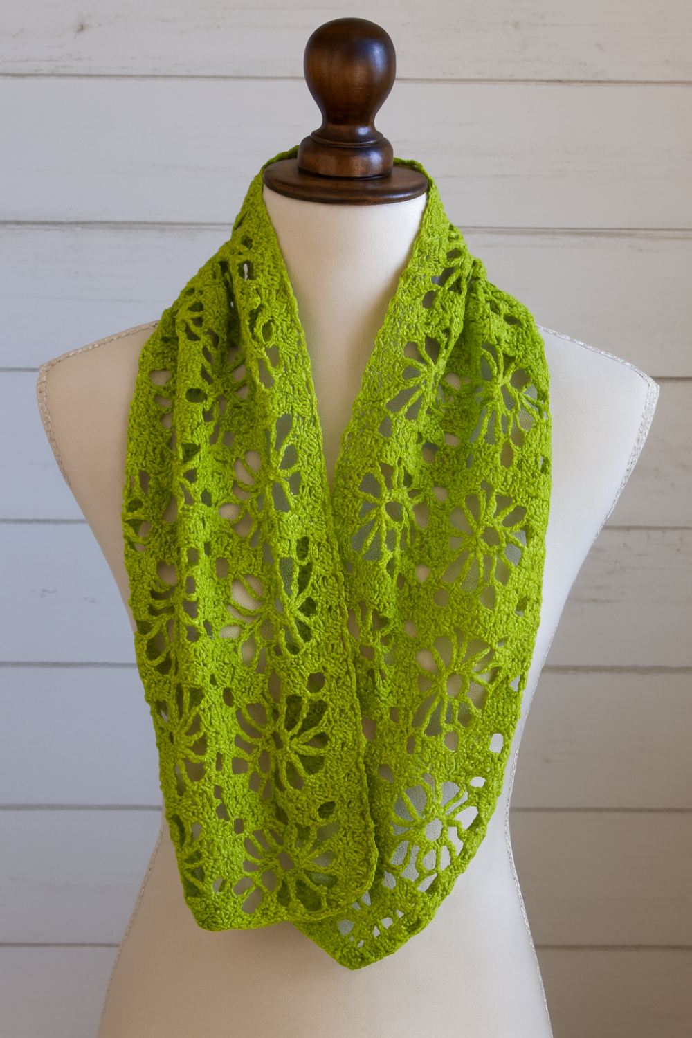 Scarf - Crochet Lime Cotton Scarf - Crochet Lime Cotton