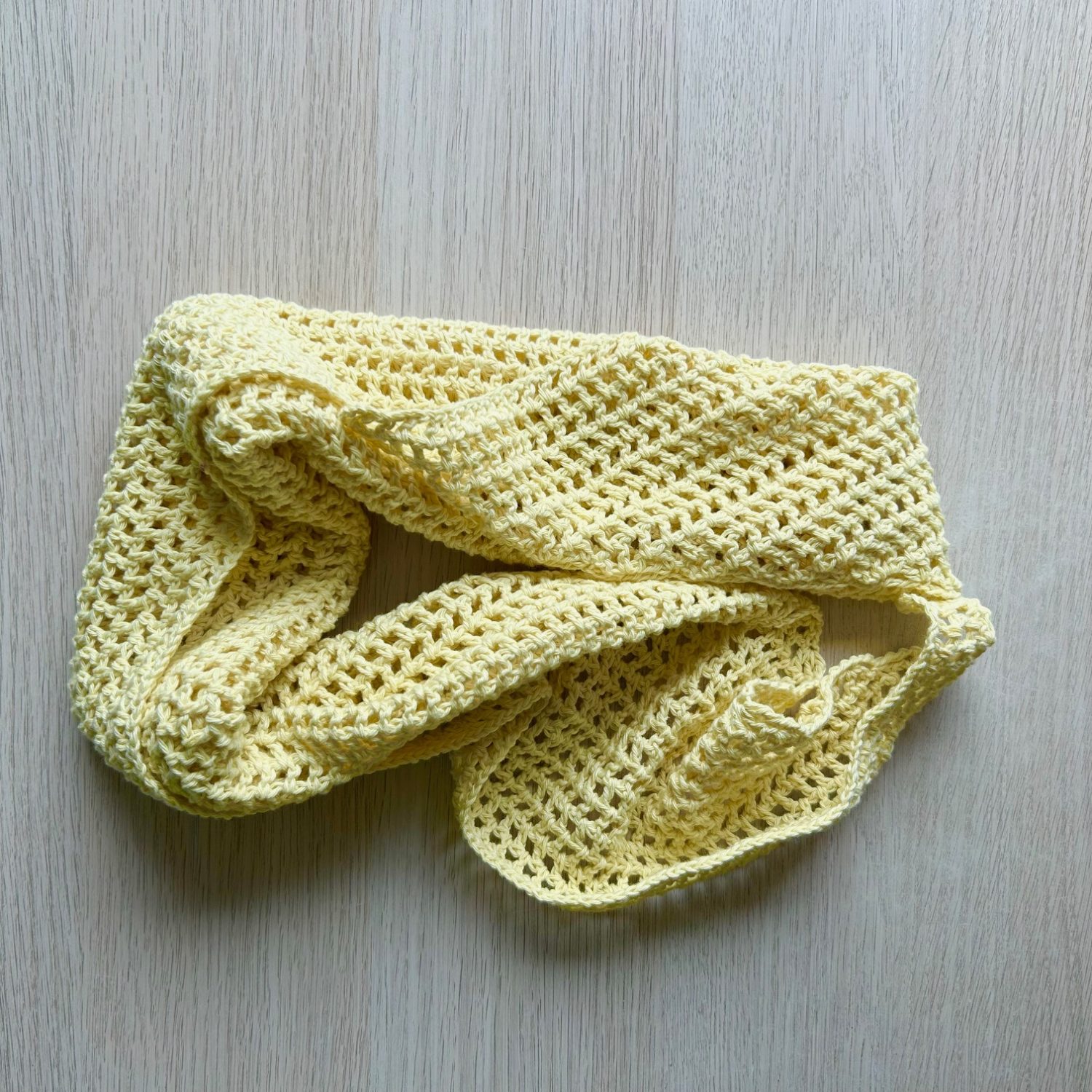 Scarf - Triangular Crochet Lemon Cotton Scarf - Triangular Crochet Lemon Cotton