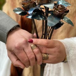 Hand Forged Copper Rose Bouquet: Iron Knot Wedding Floral Display
