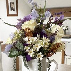 Home Decor Florals, Faux Flowers in Fleur de Lys Jug 5
