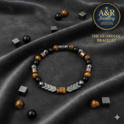Hematite Tiger Eye Black Obsidian Men's Bracelet Protection Power Energy