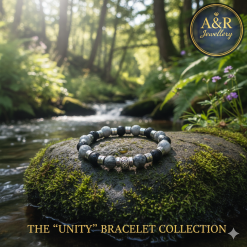 Matte Black Agate Jasper Stone Men's Beaded Bracelet | Unity | Size 14-20cm