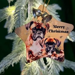 Boxer dogs hanging Christmas tree decoration