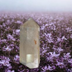 Clear quartz with golden healer