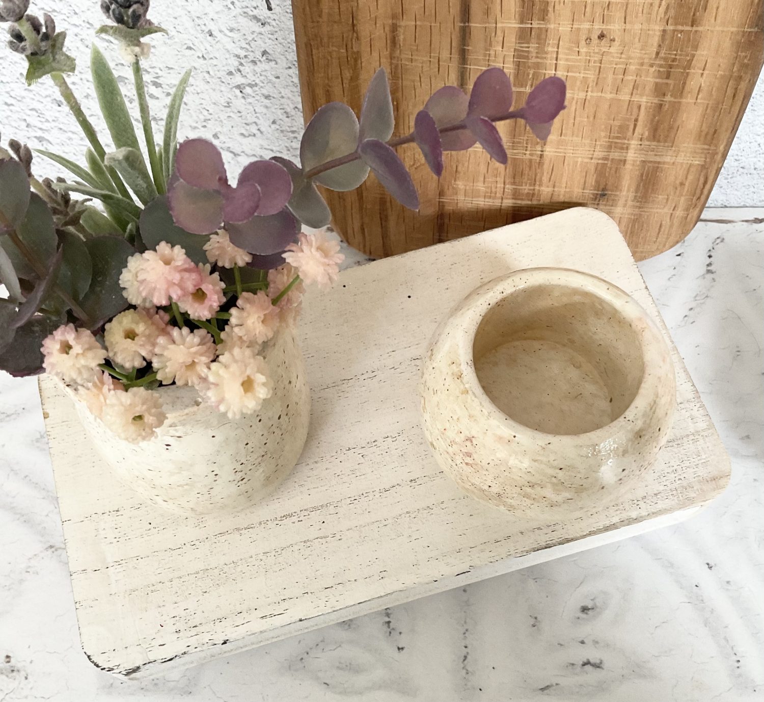 Pot with Florals & Tealight Holder, Gift, Home Decor Pot with Florals & Tealight Holder, Gift, Home Decor
