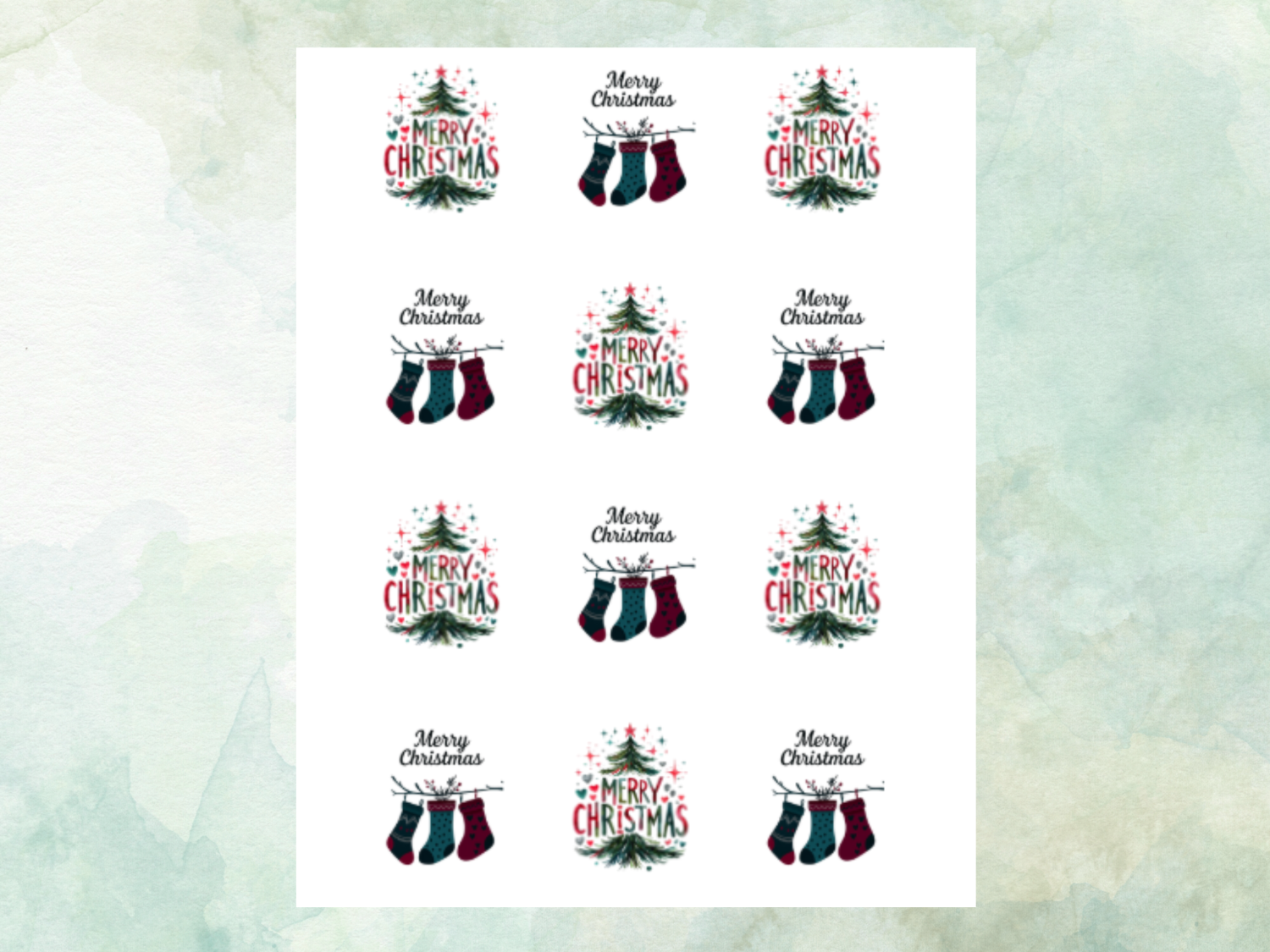 Merry Christmas Edible Cupcake Toppers - Wafer Paper Merry Christmas Edible Cupcake Toppers - Wafer Paper