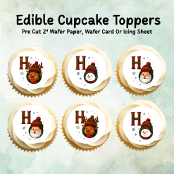 Ho, Ho, Ho Santa, Snowman and Reindeer Edible Cupcake Toppers - Icing Sheet