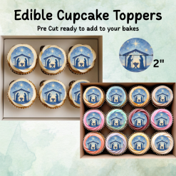 Christmas Nativity Edible Cupcake Toppers -Wafer Card 1 Christmas Nativity Edible Cupcake Toppers -Wafer Card 1