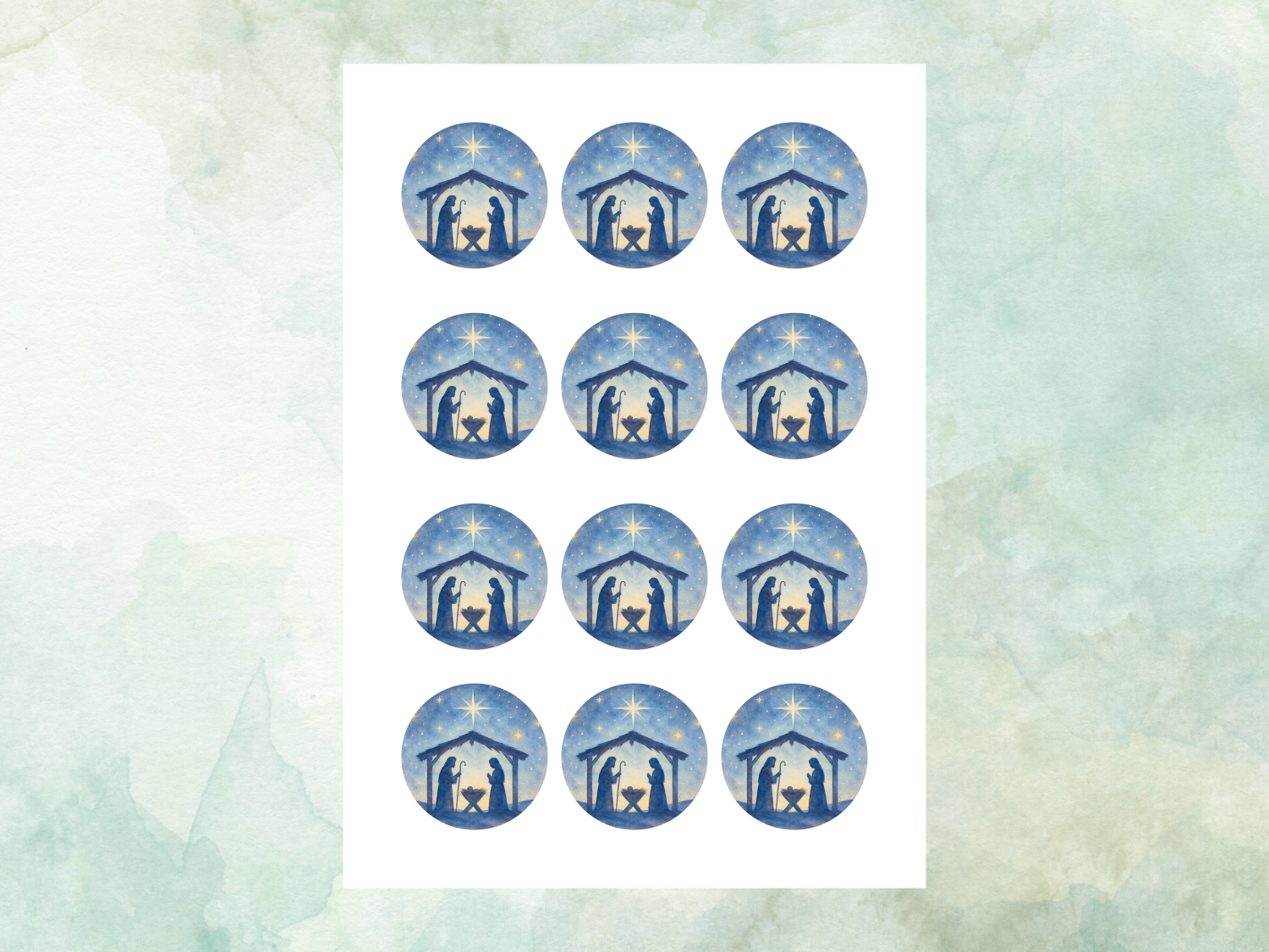 Christmas Nativity Edible Cupcake Toppers - Wafer Paper Christmas Nativity Edible Cupcake Toppers - Wafer Paper