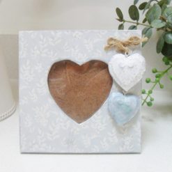 Decoupaged Photo Frame with Hearts, Vintage Style