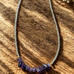 Clear quartz and strawberry quartz necklace