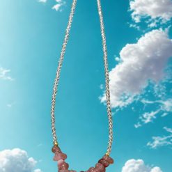 Clear quartz and strawberry quartz necklace