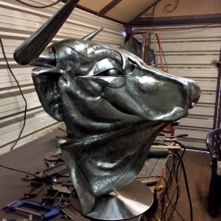 Hand Forged Steel Bull Head Sculpture: Apis Legend, Fine Art