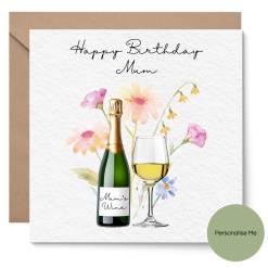 Personalised Wine Birthday Card