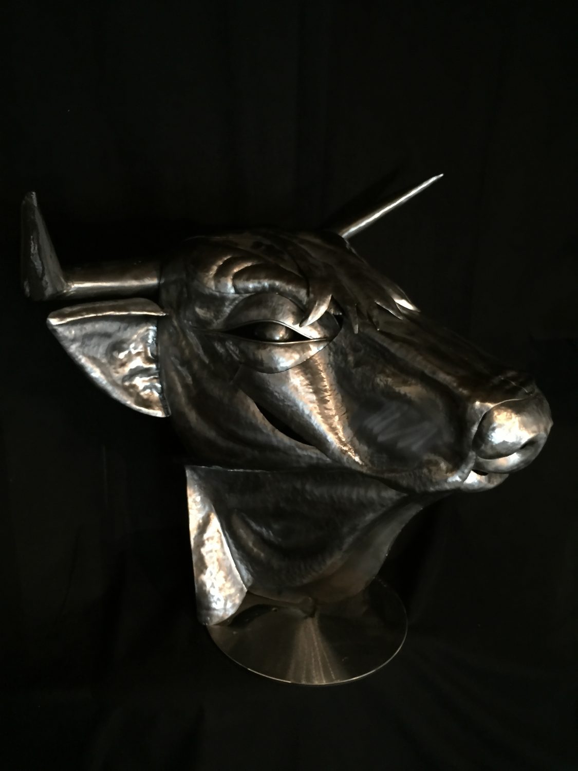 Hand Forged Steel Bull Head Sculpture: Apis Legend, Fine Art Hand Forged Steel Bull Head Sculpture: Apis Legend, Fine Art
