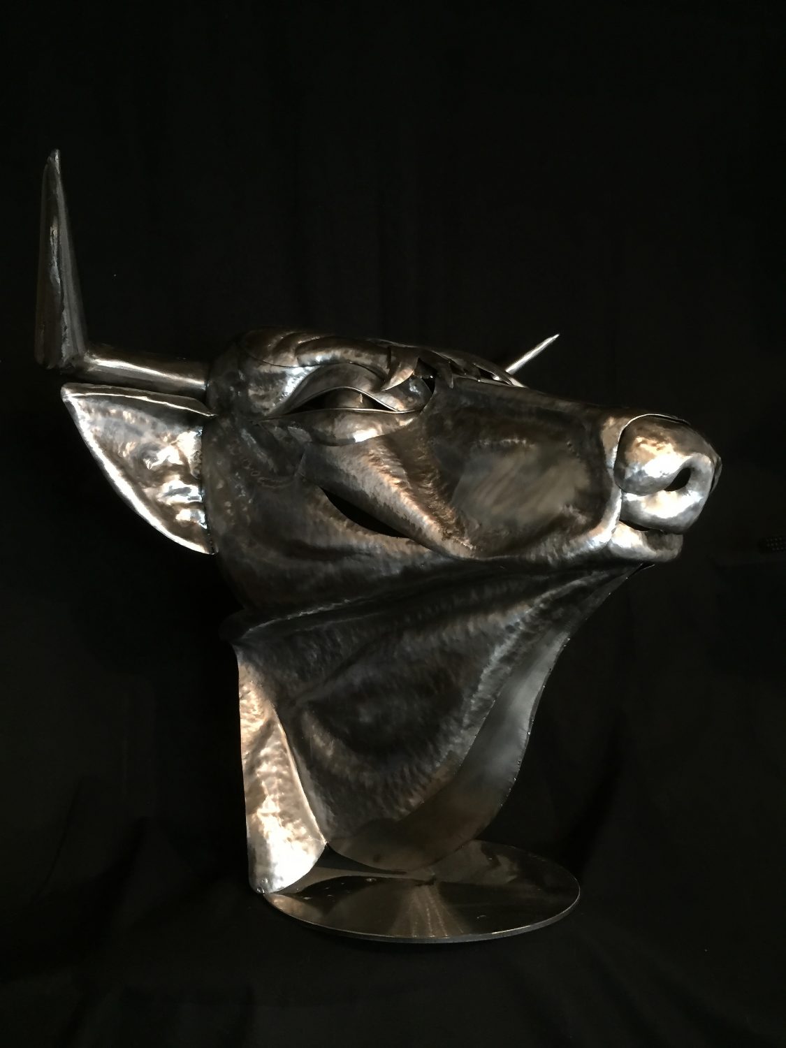 Hand Forged Steel Bull Head Sculpture: Apis Legend, Fine Art Hand Forged Steel Bull Head Sculpture: Apis Legend, Fine Art