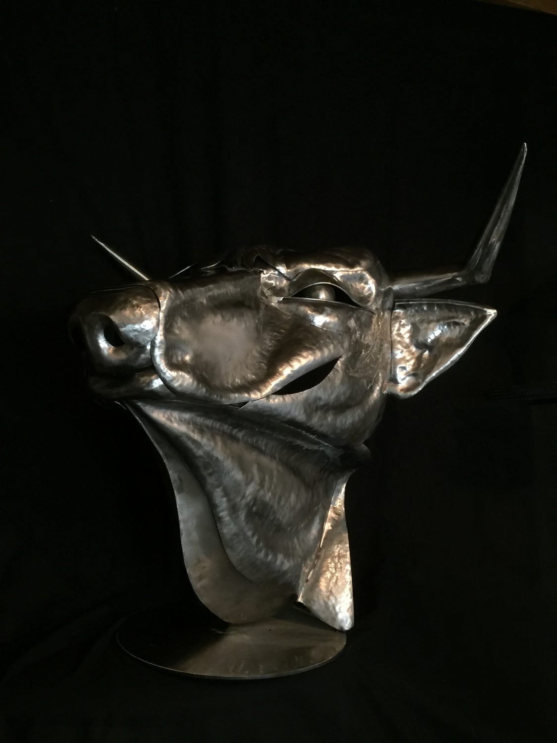 Hand Forged Steel Bull Head Sculpture: Apis Legend, Fine Art Hand Forged Steel Bull Head Sculpture: Apis Legend, Fine Art