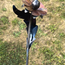 Hand Forged Iron & Copper Daisy Flower
