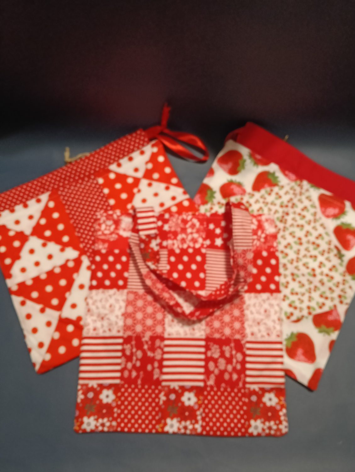Handmade Gift Bags Red and White Handmade Gift Bags Red and White