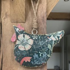 Chicken Hanger, Decoupaged William Morris Metal Hen, Kitchen