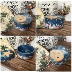 Moon & Stars Trinket Pot with Lid, Vintage Style Jewellery Box