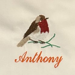 Personalised Embroidered Christmas Napkins Robin