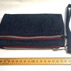 Handmade denim wrist wallet