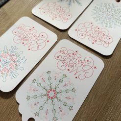 Set of 5 Handmade Christmas Gift Tags – Snowflake and Merry Christmas Design