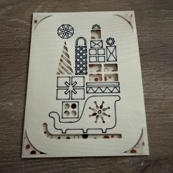 Cricut Christmas Card – Sleigh and Presents Design in Cream and Gold