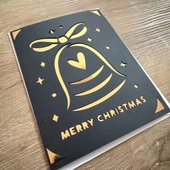 Cricut Christmas Card – Black and Gold Bell Design with “Merry Christmas” 1 Cricut Christmas Card – Black and Gold Bell Design with “Merry Christmas” 1