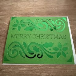 Cricut Christmas Card – Green Scroll and Holly “Merry Christmas” Design