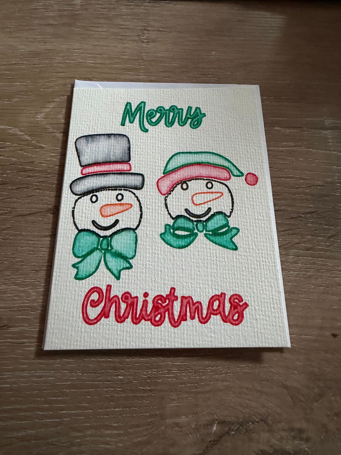 Hand-Painted Snowmen Christmas Card – Merry Christmas Design Hand-Painted Snowmen Christmas Card – Merry Christmas Design